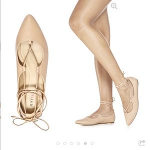 Just Fab nude ‘Carley’ lace up ballet flat